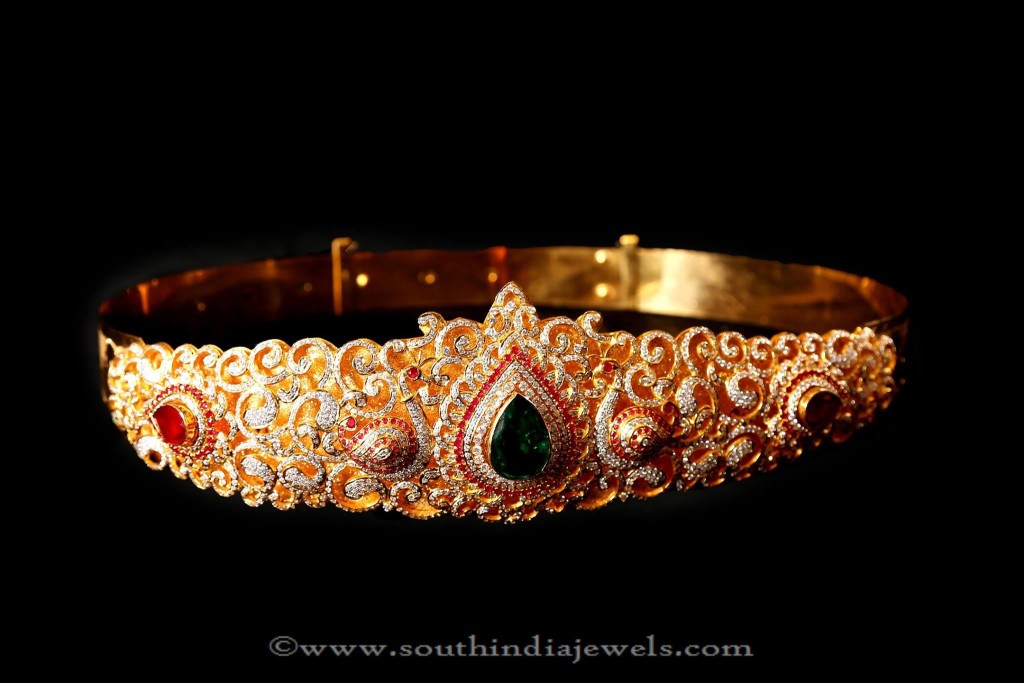 Gold Bridal Stone Vadanam from Mor Jewellers