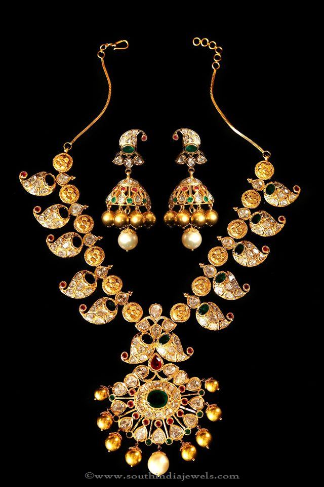 Gold Mango Necklace with Jhumka from Mor Jewellers