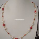 Indian Gold Coral Pearl Chain Necklace