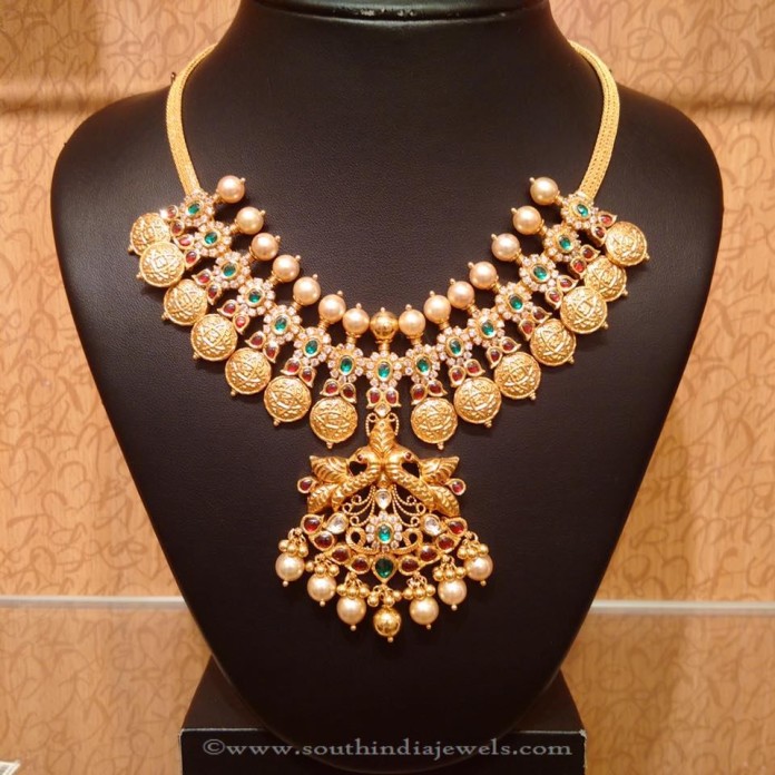 Light Weight Gold Coin Necklace From NAJ - South India Jewels