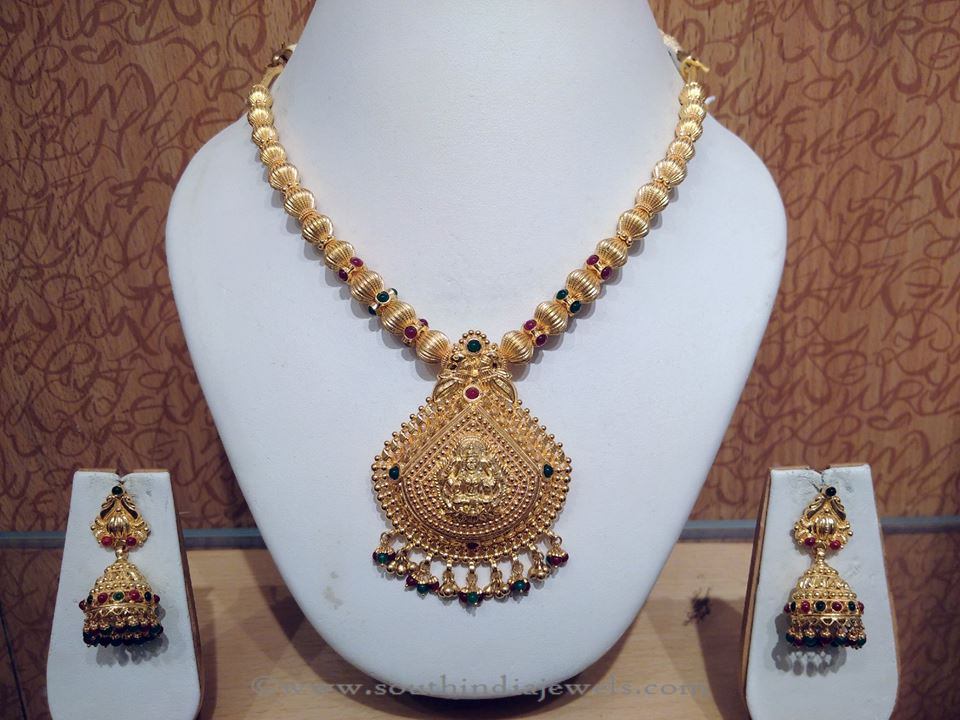 Light Weight Gold Temple Jewellery Necklace