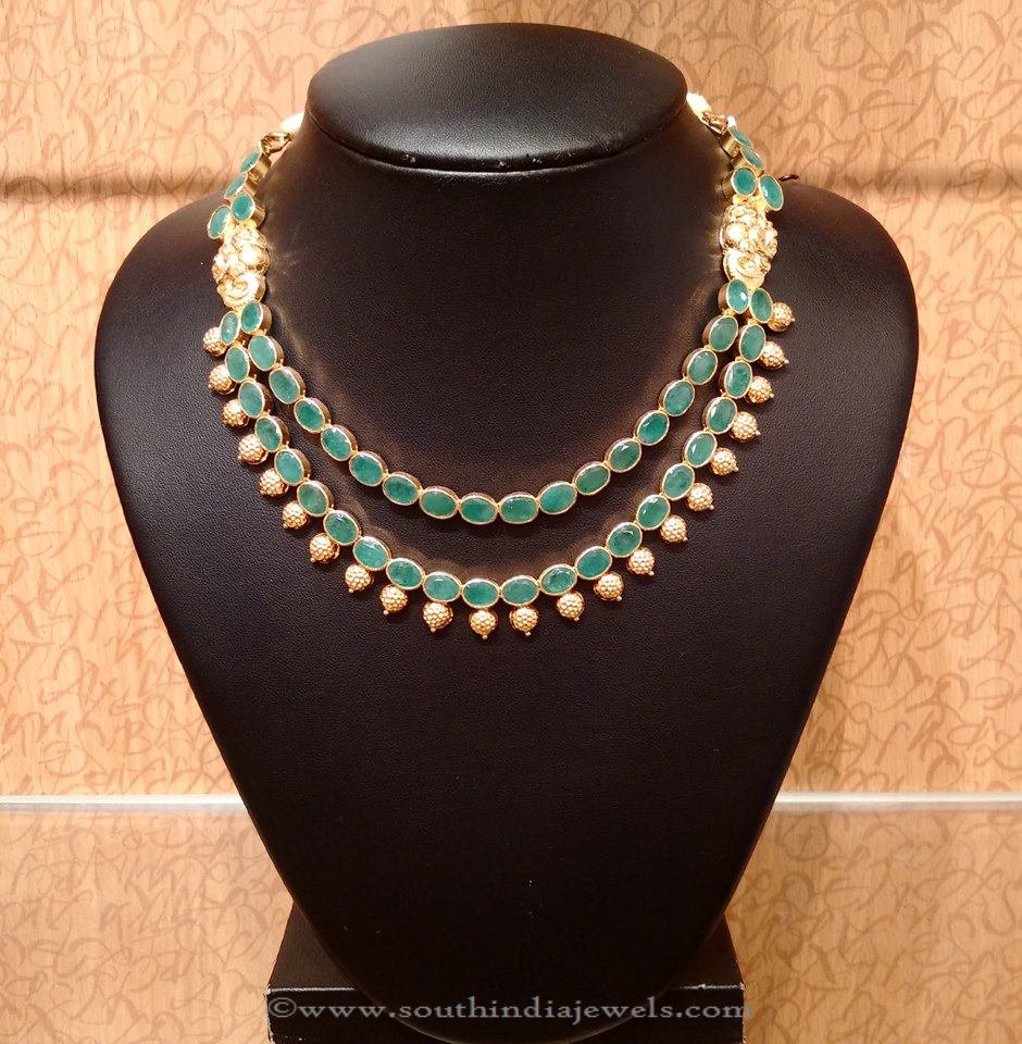 Multi layer gold emerald necklace from NAJ