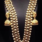 Gold Multi Layer Pearl Haram with Jhumkas