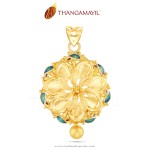 Yellow Gold Floral Pendant from Thangamayil Jewellery