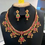 One Gram Gold Ruby Necklace with Earrings