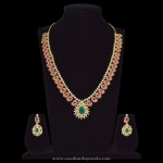 1 Gram Gold Ruby Emerald Necklace Sets