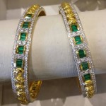 Gold Diamond Emerald Bangle Design