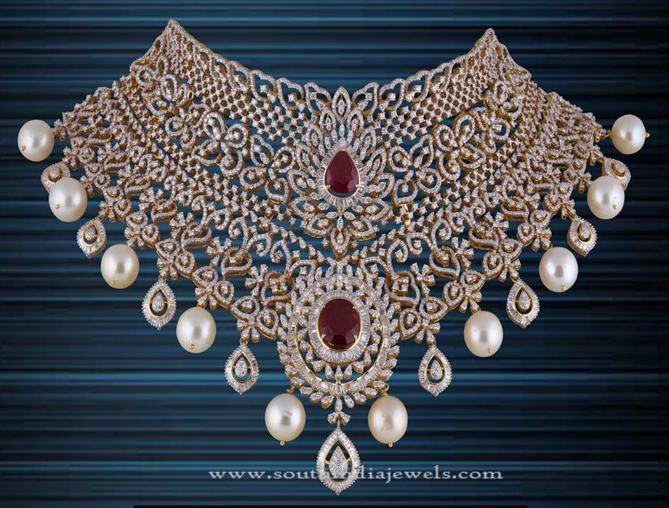 Gold Diamond Choker Necklace from P.Satyanarayan & Sons Jewellers