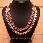 Gold Ruby Multi Layer Necklace with Side Locket