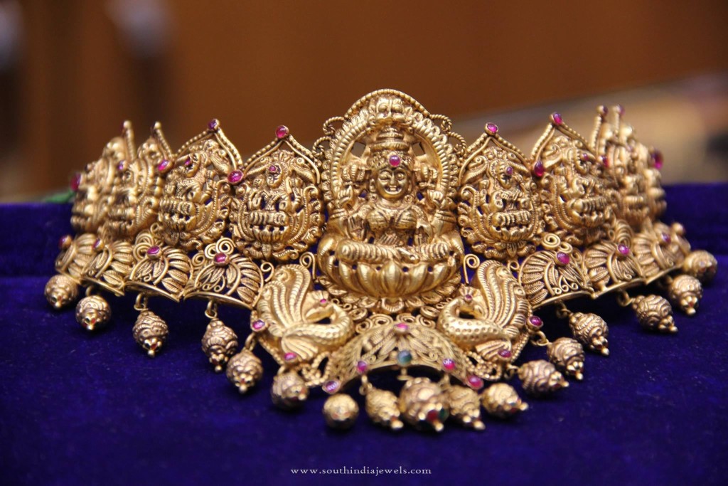 Gold Temple Lakshmi Choker Neckalce
