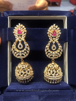 Layered Diamond Jhumkas - South India Jewels