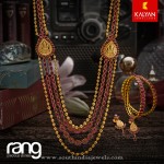 Multilayer Gold Antique Ruby Haram From Kalyan Jewellers