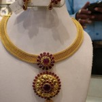 Simple Gold Ruby Attigai Style Necklace