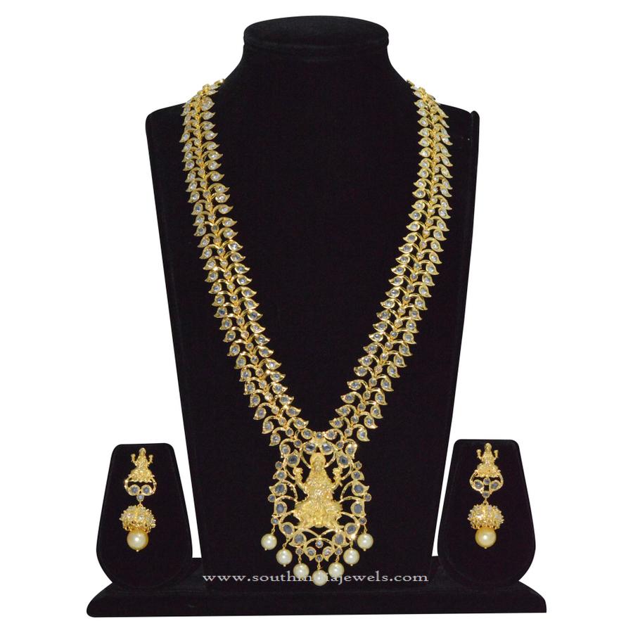 Gold Covering Lakshmi Stone Necklace Rs9100