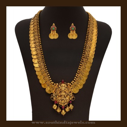 Gold Bridal Kasumalai Necklace Set - South India Jewels