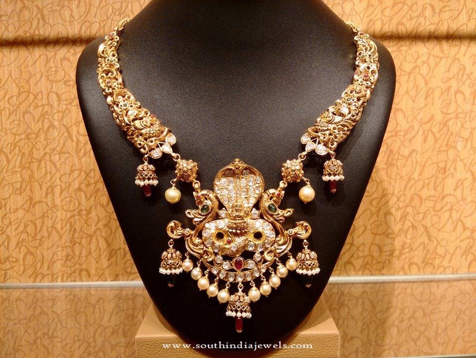 Gold Antique Kanti Necklace Design