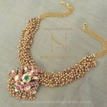 Gold Antique Clustered Bead Necklace