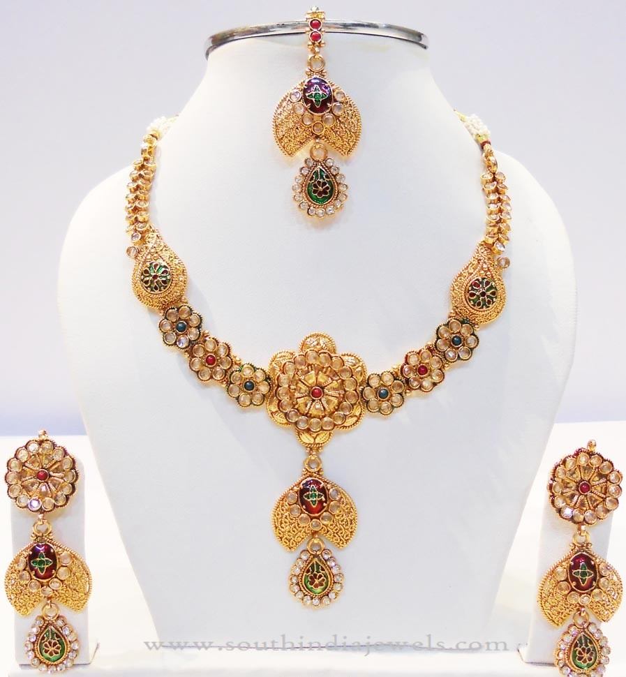 Gold Floral Necklace Set from Kamadenu Jewellery