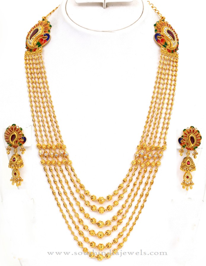 Gold Gundala Haram with Side Lockets - South India Jewels