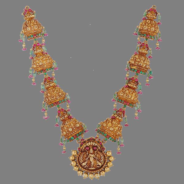 Gold Antique Long Haram from Kamadenu Jewellery