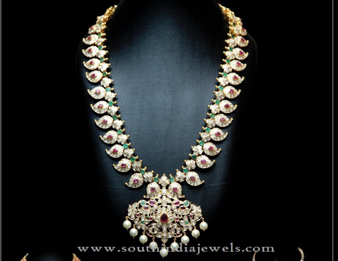 Gold Long Mango Haram Design - South India Jewels