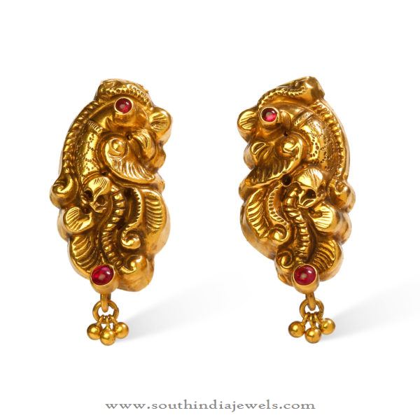 Gold Nakshi Ear Studs from Bhima Jewellers
