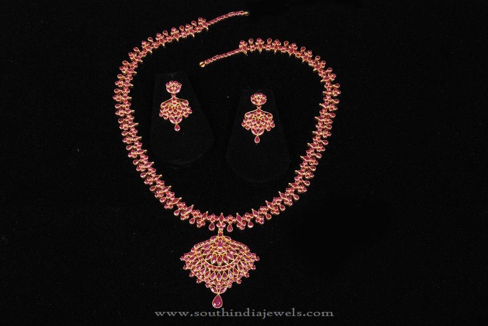 22K Gold Ruby Necklace Set