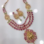 Multi-layer Gold Plated Ruby Temple Necklace
