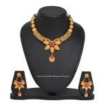 1 Gm Gold Designer Floral Necklace and Earrings
