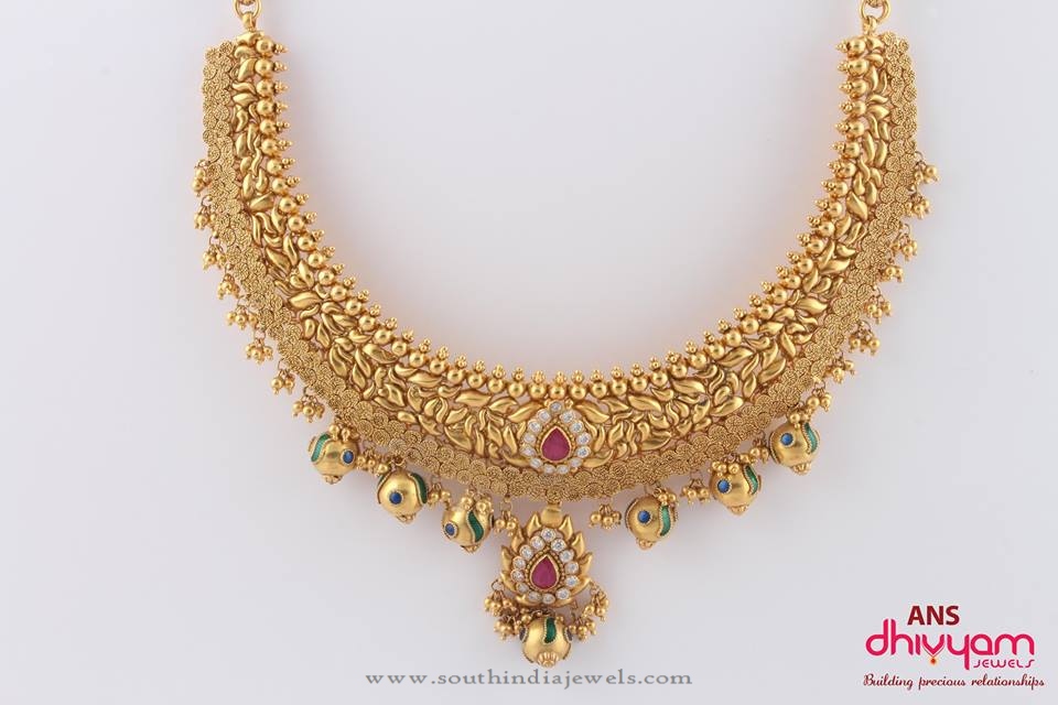 22K Indian Gold Designer Jewellery Necklace