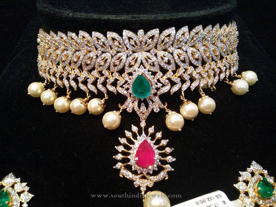 Diamond Pearl Choker Necklace