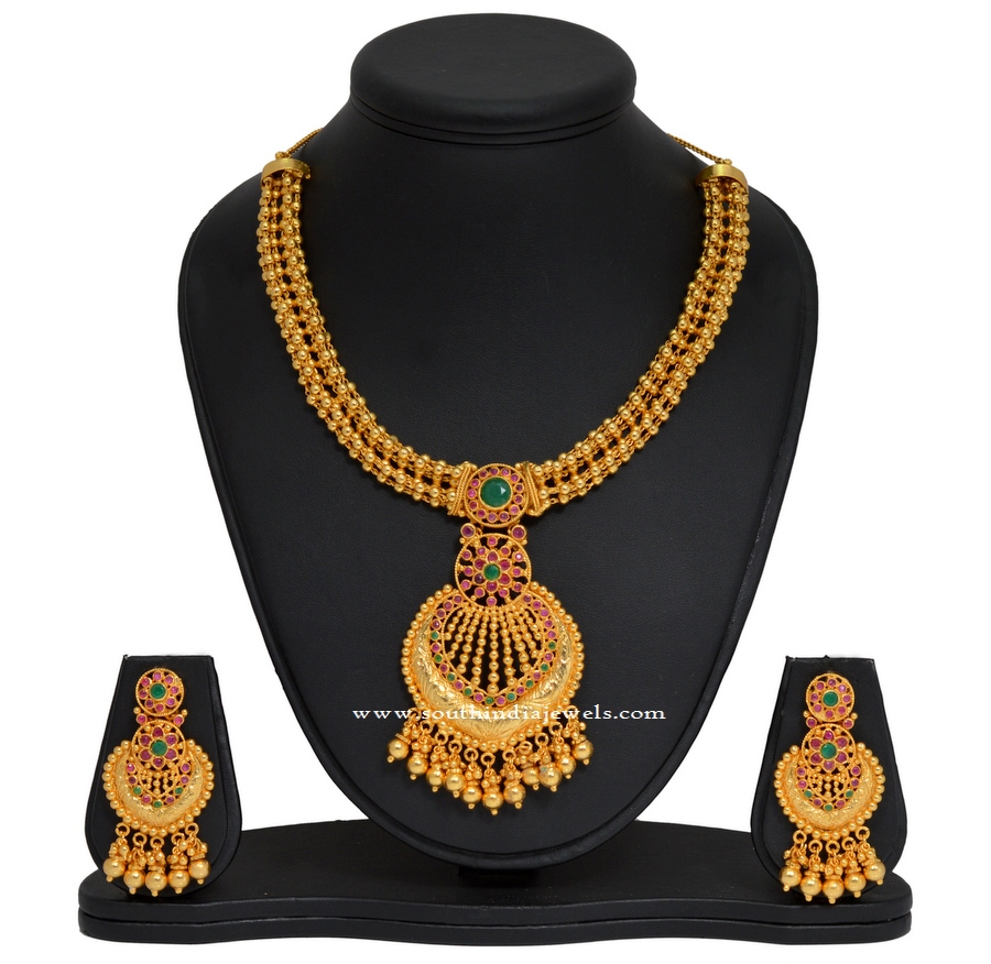 Artificial Gold Like Necklace and Earrings