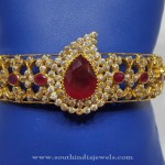 Gold Bangle with Red Stones