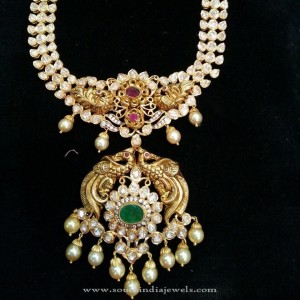 Heavy Gold Peacock Necklace - South India Jewels
