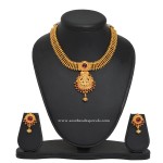 Gold Plated Lakshmi Attigai Necklace and Earrings