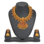 One Gram gold Ruby Mango Necklace with Jhumka