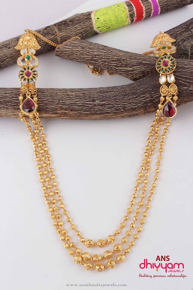 Gold Long Ball Haram with Side Lockets