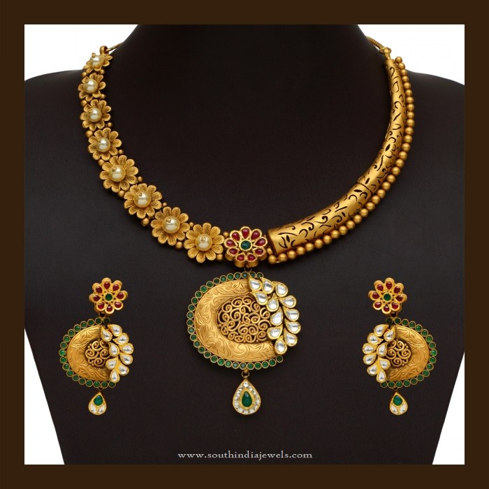 91 Grams Gold Designer Necklace Set