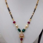 Gold Black Bead Chain with Rubies and Emeralds