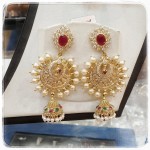 Gold Pearl Chandbali Earrings