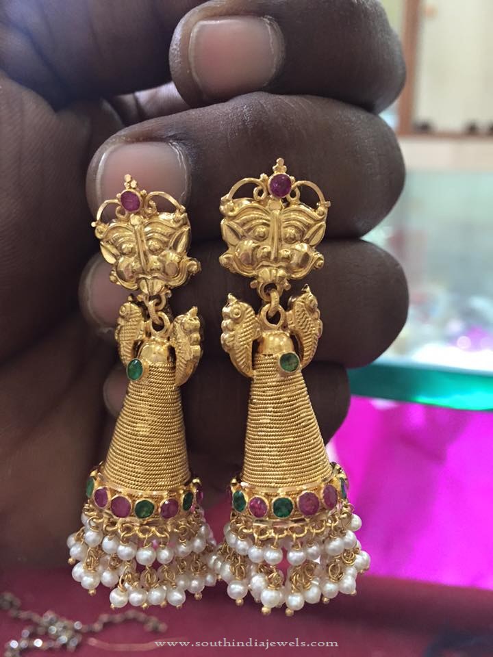 Long Gold Cone Shaped Jhumka Design