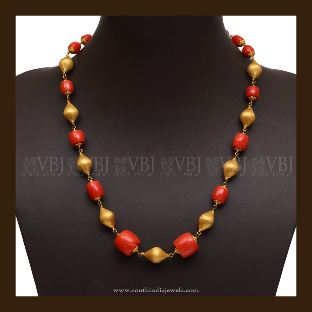Gold Coral Mala Necklace