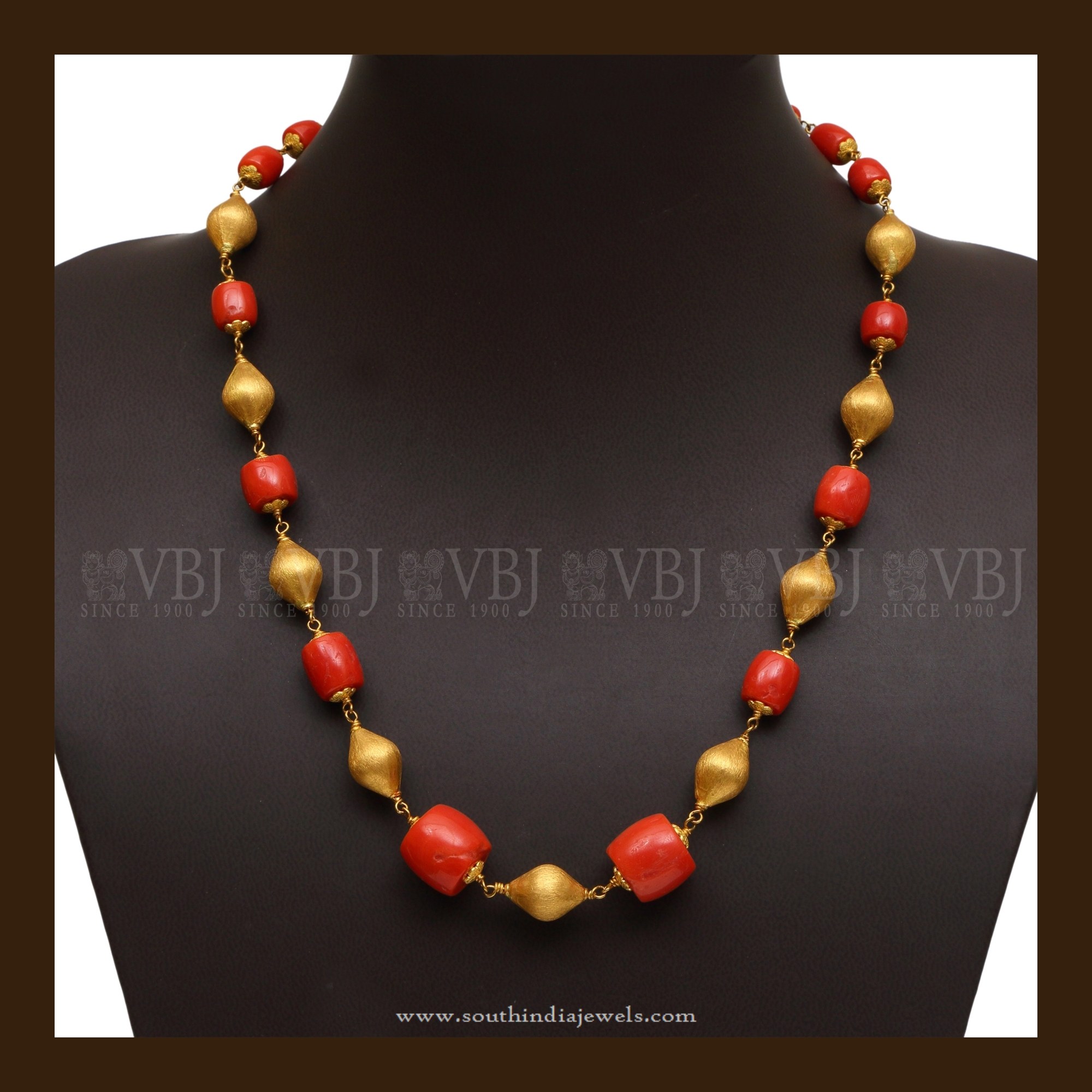 22K Gold Coral Mala - South India Jewels