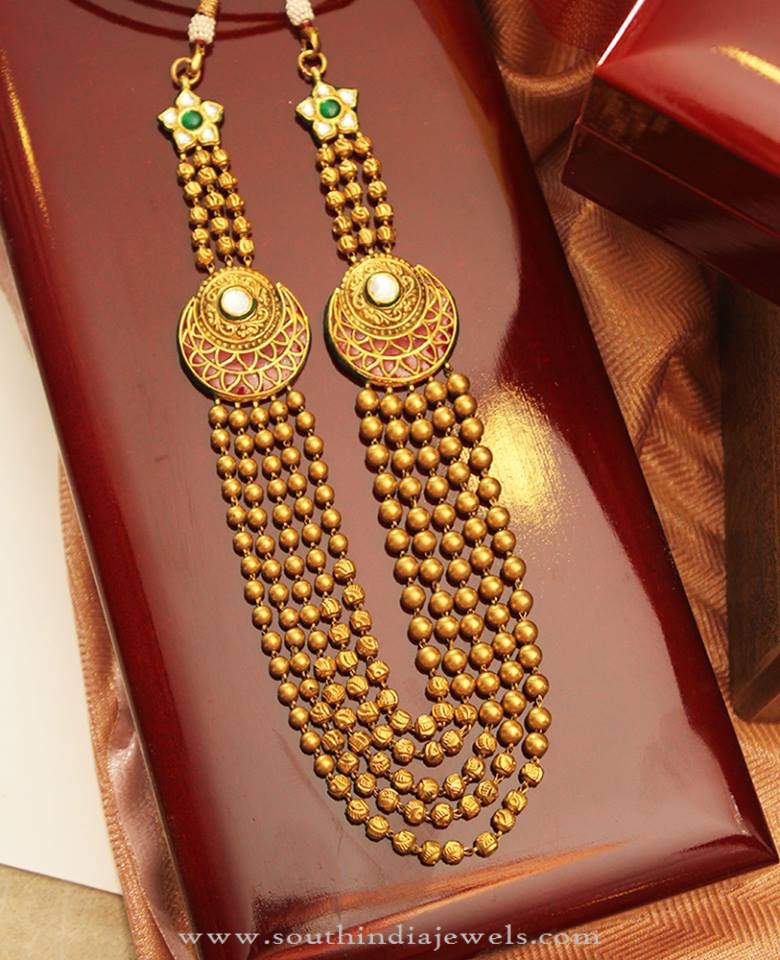 Gold Multilayer Ball Haram From Manubhai Jewellers