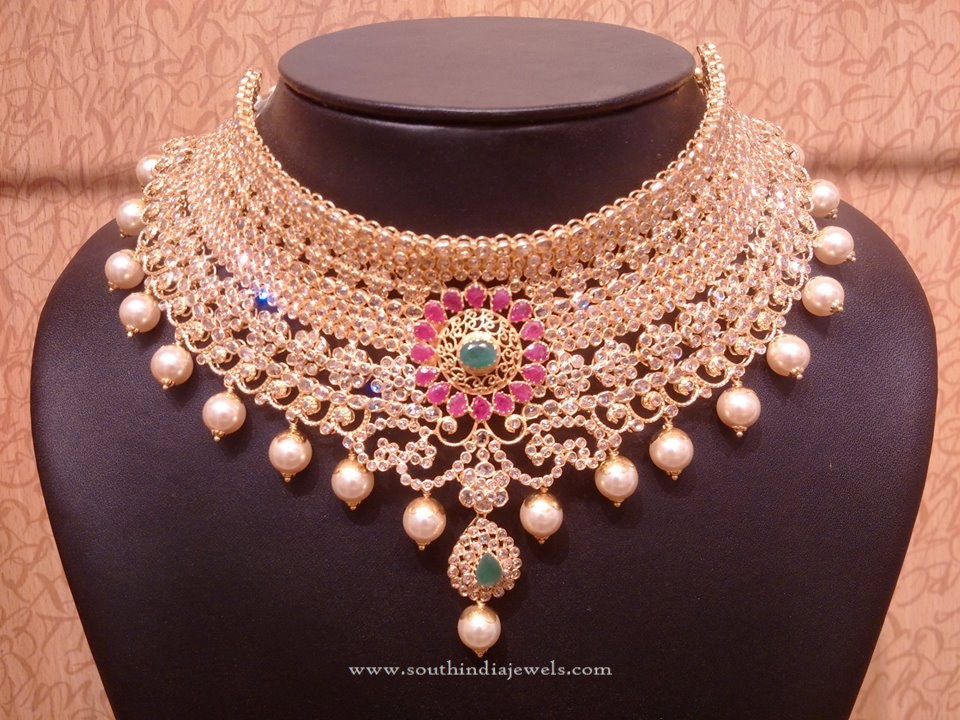 Gold Uncut Diamond Bridal Choker Necklace ~ South India Jewels