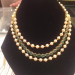 Layered Gold Pearl Emerald Necklace
