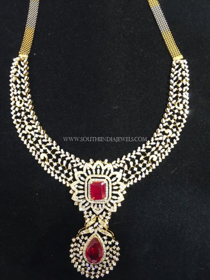Diamond Necklace with Rubies