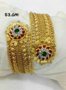Gold Cuff Bangles - South India Jewels