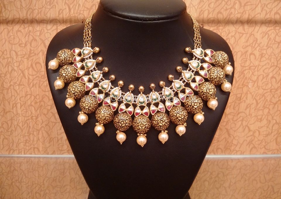 Gold Designer Kundan Necklace