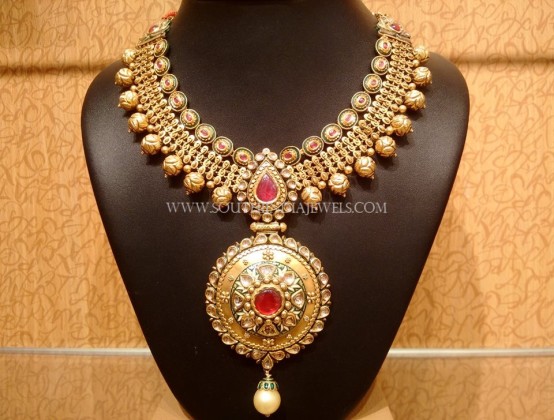 Gold Designer Necklace Model - South India Jewels